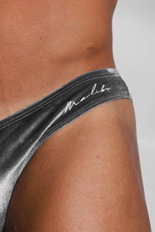 Velvety Scrunch-Butt Bikini Briefs - Fossil Grey